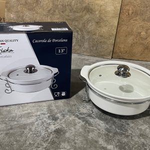 KRISKA CASEROLA REDONDA 13" C/BASE METAL+TAPA