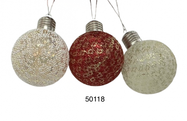 BOLA COLGANTE C/LUZ NAVIDAD 8CM