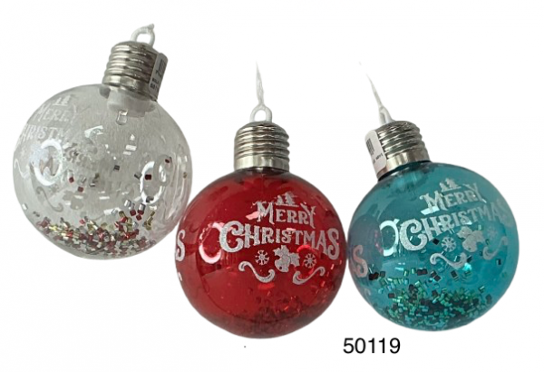 BOLA COLGANTE C/LUZ NAVIDAD 8CM