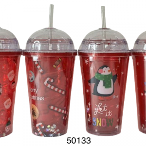 CHUPI PLASTICO C/SORBETE P/NAVIDAD 450ML