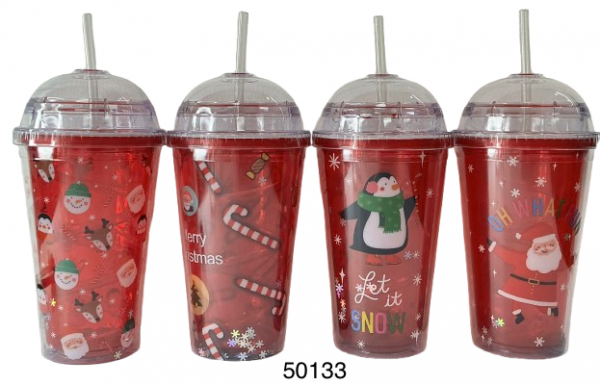 CHUPI PLASTICO C/SORBETE P/NAVIDAD 450ML