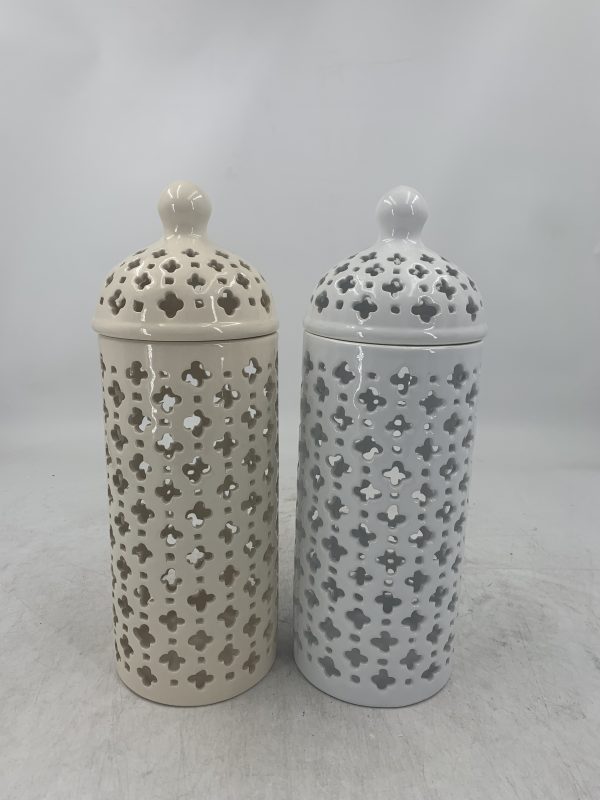FLORERO C/TAPA DE PORCELANA 12.5X12.5X35CM