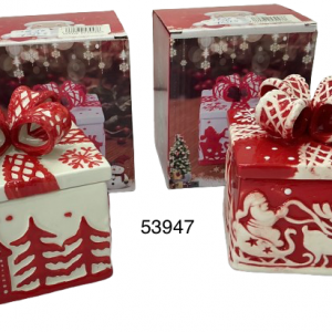 CAJA DE REGALO C/TAPA CERAMICA P/NAVIDAD