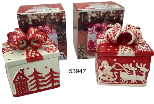 CAJA DE REGALO C/TAPA CERAMICA P/NAVIDAD