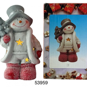 SANTA/HOMBRE NIEVE CERAMICA C/LUZ 11X17CM