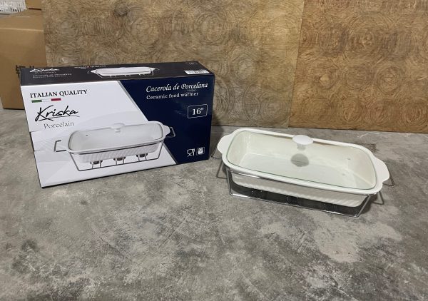 KRISKA PYREX C/TAPA CRISTAL+BASE RECTANGULAR 16"
