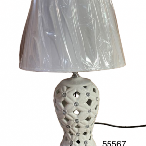LAMPARA DE CERAMICA BLANCA HUECOS 11.5X11.5X38.5CM