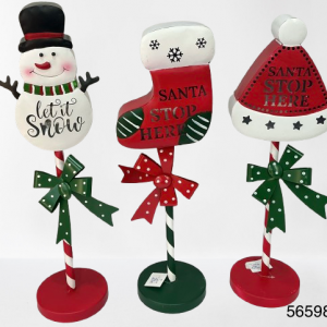 LETRERO NAVIDAD METAL C/FIGURA 18X14X56CM