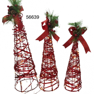 SET ARBOL NAVIDAD C/LUZ 40/50/60CM 3/1
