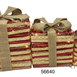 SET CAJA REGALO C/LUZ NAVIDAD 15/20/25CM 3/1