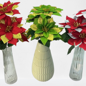 SET BONCHE FLORES PASCUA ROJA 5/1 35CM