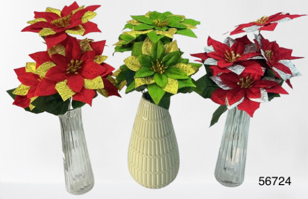 SET BONCHE FLORES PASCUA ROJA 5/1 35CM