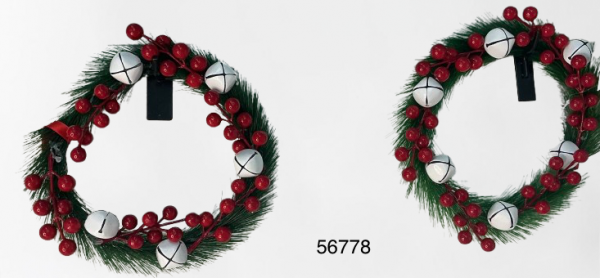 CORONA DE NAVIDAD C/ACCESORIOS 22CM