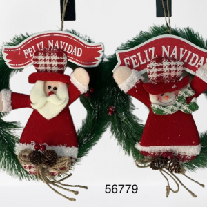 CORONA DE NAVIDAD C/FIGURA SANTA 25CM