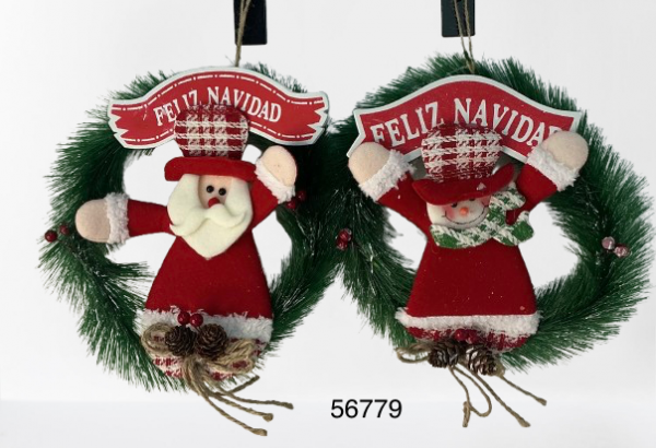 CORONA DE NAVIDAD C/FIGURA SANTA 25CM