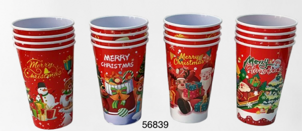 SET VASOS PLASTICOS NAVIDAD 9X13CM