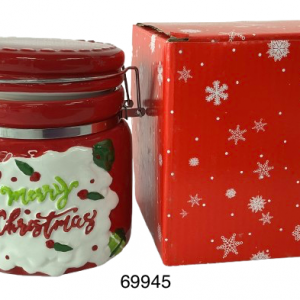 ENVASE PORCELANA C/TAPA P/NAVIDAD 11.3X14CM