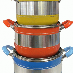 SET OLLA C/TAPA DE CRISTAL COLORES 3/1 20/22/24CM