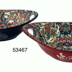 PLATO OVALADO 9"C/DISENO INDU AZUL/ROJO