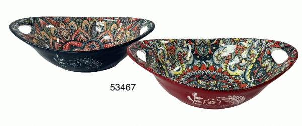 PLATO OVALADO 9"C/DISENO INDU AZUL/ROJO