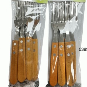SET TENEDOR C/MANGO DE MADERA 6/1 18CM