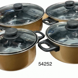 SET DE OLLA C/TAPA DE CRISTAL (5/1) (18-20-22-24-26 CM)