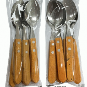 SET CUCHARA 18CM C/MANGO MADERA 6/1