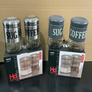 SET FRASCO METAL C/TAPA 14CM 2/1