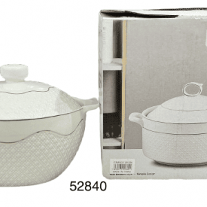 CASEROLA RDDA PORCELANA ORILLA DOR C/TAPA 21.5X9CM