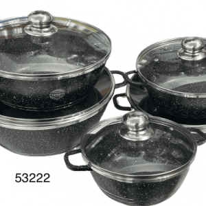 SET OLLA C/TAPA DE CRISTAL 5/1 20/24/28/32/28CM