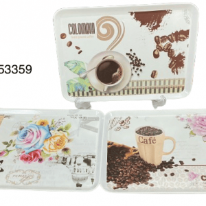 BANDEJA DE MELAMINA RECTANGULAR C/DISEÑO 34X24CM