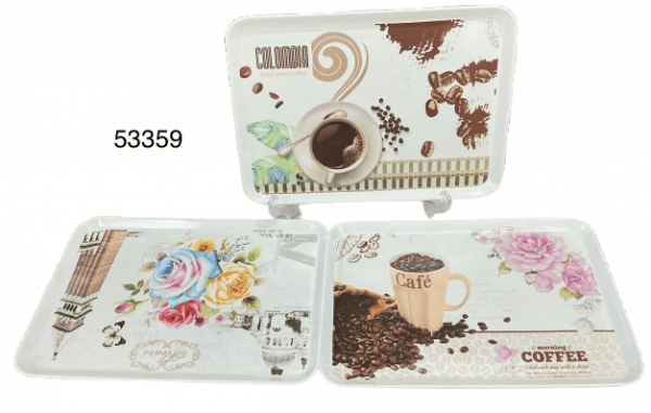 BANDEJA DE MELAMINA RECTANGULAR C/DISEÑO 34X24CM