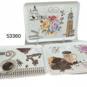 BANDEJA DE MELAMINA RECTANGULAR C/DISEÑO 38X27CM