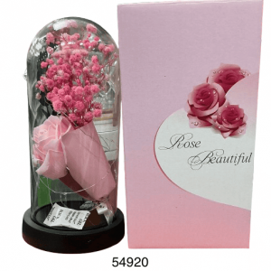 FLOR ROSA C/CUPULA 11X21CM