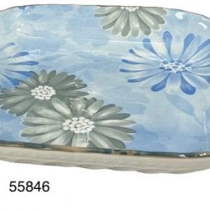 BANDEJA CUADRADA C/ASA DIS AZUL FL 19.5X19.5X3.5CM