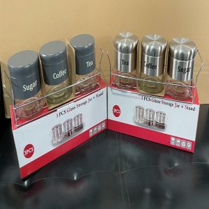 SET FRASCOS METAL 11CM 4/1 C/BASE