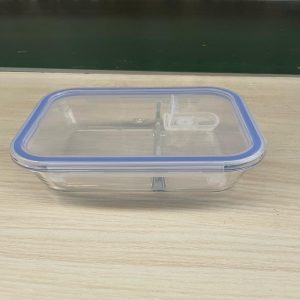 ENVASE HTICO RECT CRIST 2DIV C/TAPA 19.8X14.5X6.5CM