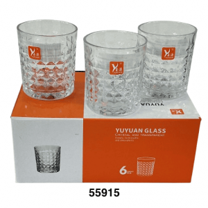 SET VASO CRISTAL BROCADO CUADR 6X9CM 6/1