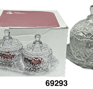 SET BOMBONERA DE CRISTAL C/BASE 3/1