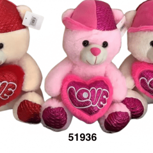 PELUCHE C/GORRO+CORAZON 30CM