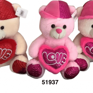 PELUCHE C/GORRO+CORAZON 50CM