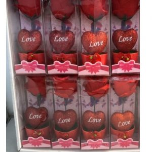 SET CORAZON C/ROSA 7X7X18CM