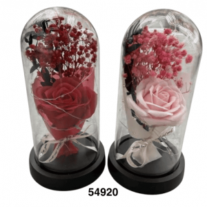 FLOR ROSA C/CUPULA 11X21CM