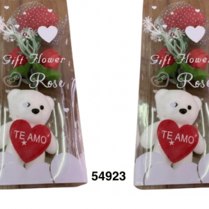 SET OSO C/FLORES SAN VALENTIN 9X20CM