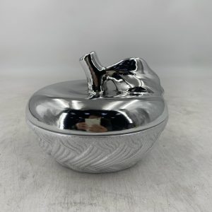 ADORNO MANZANA PORCELANA PLATEADO 14.5X14.5X15.5CM
