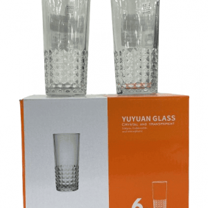 SET VASO CRISTAL BROCADO CUADR 7X15CM 6/1