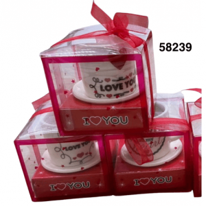 TAZA C/PLATILLO 5X4CM SAN VALENTIN CAJA