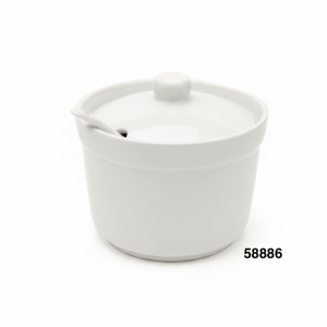 AZUCARERA PORCELANA C/TAPA+CUCHARA 11.5X10.5CM