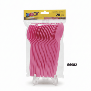 PARTY SET CUCHARAS PLAST ROSADAS 15CM 20/1