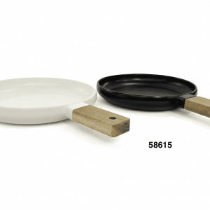 BANDEJA DE PORCELANA C/ASA MADERA 23X33.5CM